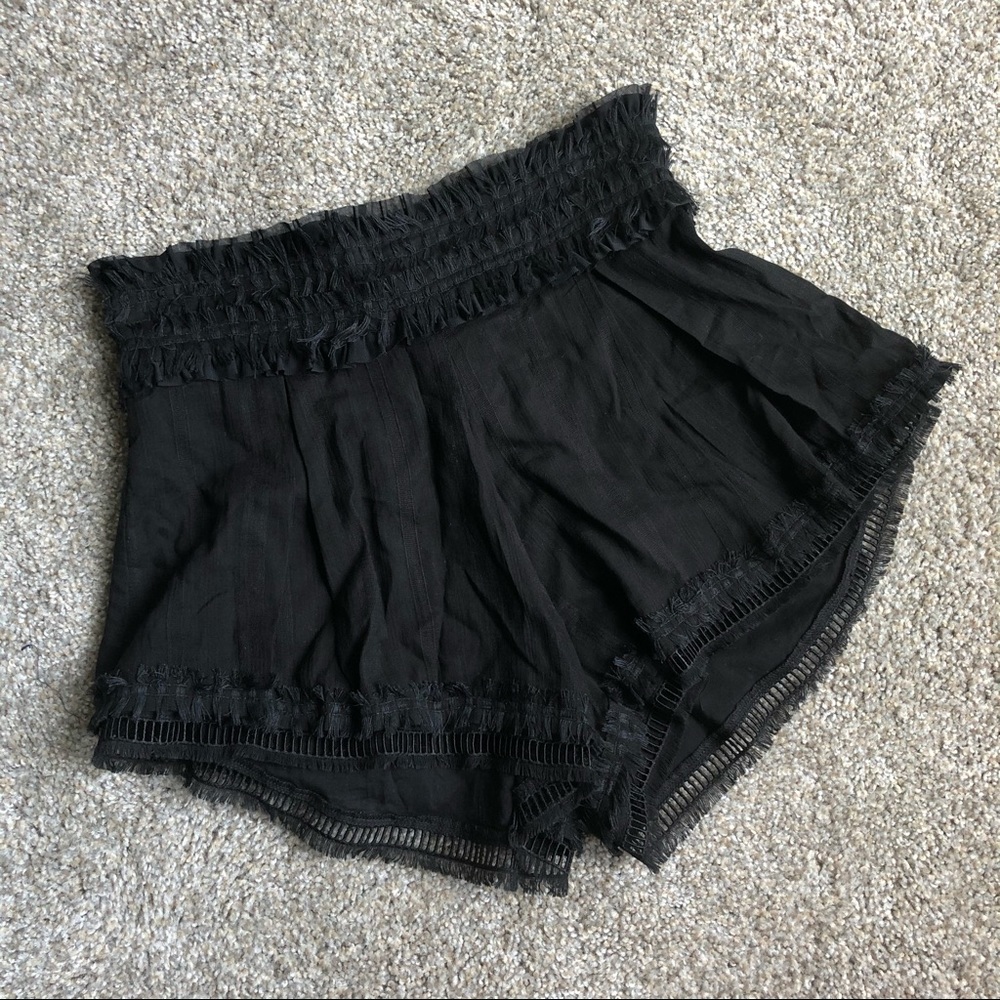 Sir the label high waisted black fringe shorts